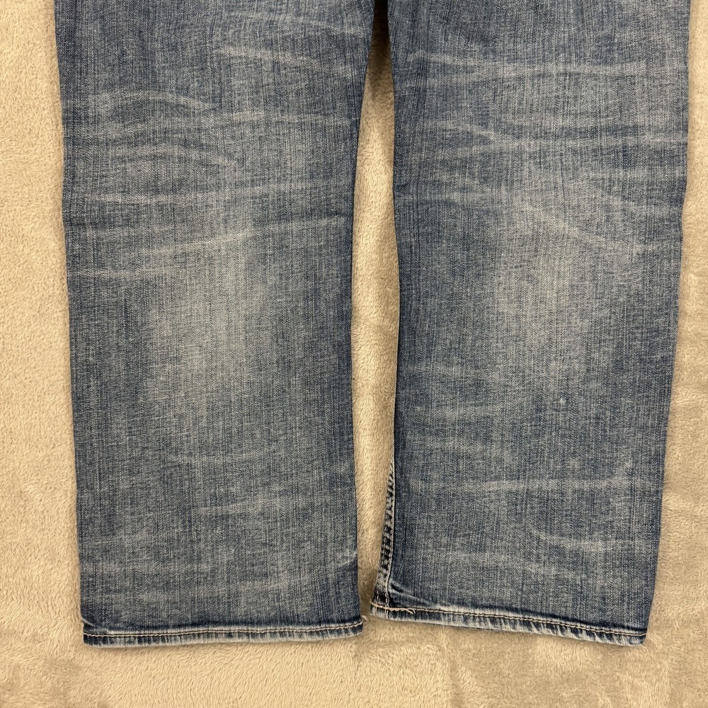 Silver Jeans Co Mens 40x30 Gordie Blue Loose Relaxed Straight Stretch Whiskered - Picture 10 of 16
